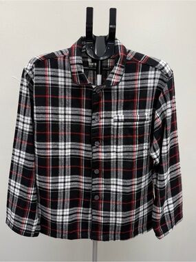 Gioberti Boys Plaid Button Front Shirt Black White Red Size 16 NWT